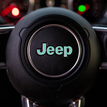 Load image into Gallery viewer, JEEP Steering Wheel Emblem Overlay Decal — 30+ Colors &amp; Designs (Flag, Topo, Animal, Solid)