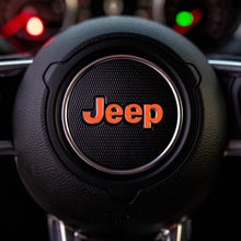 Load image into Gallery viewer, JEEP Steering Wheel Emblem Overlay Decal — 30+ Colors &amp; Designs (Flag, Topo, Animal, Solid)