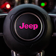 Load image into Gallery viewer, JEEP Steering Wheel Emblem Overlay Decal — 30+ Colors &amp; Designs (Flag, Topo, Animal, Solid)