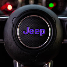 Load image into Gallery viewer, JEEP Steering Wheel Emblem Overlay Decal — 30+ Colors &amp; Designs (Flag, Topo, Animal, Solid)