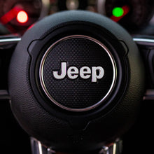 Load image into Gallery viewer, JEEP Steering Wheel Emblem Overlay Decal — 30+ Colors &amp; Designs (Flag, Topo, Animal, Solid)