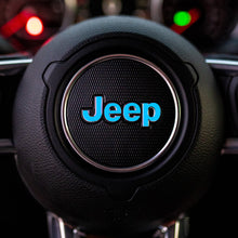 Load image into Gallery viewer, JEEP Steering Wheel Emblem Overlay Decal — 30+ Colors &amp; Designs (Flag, Topo, Animal, Solid)