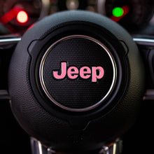 Load image into Gallery viewer, JEEP Steering Wheel Emblem Overlay Decal — 30+ Colors &amp; Designs (Flag, Topo, Animal, Solid)