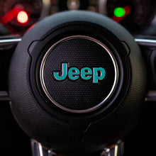 Load image into Gallery viewer, JEEP Steering Wheel Emblem Overlay Decal — 30+ Colors &amp; Designs (Flag, Topo, Animal, Solid)