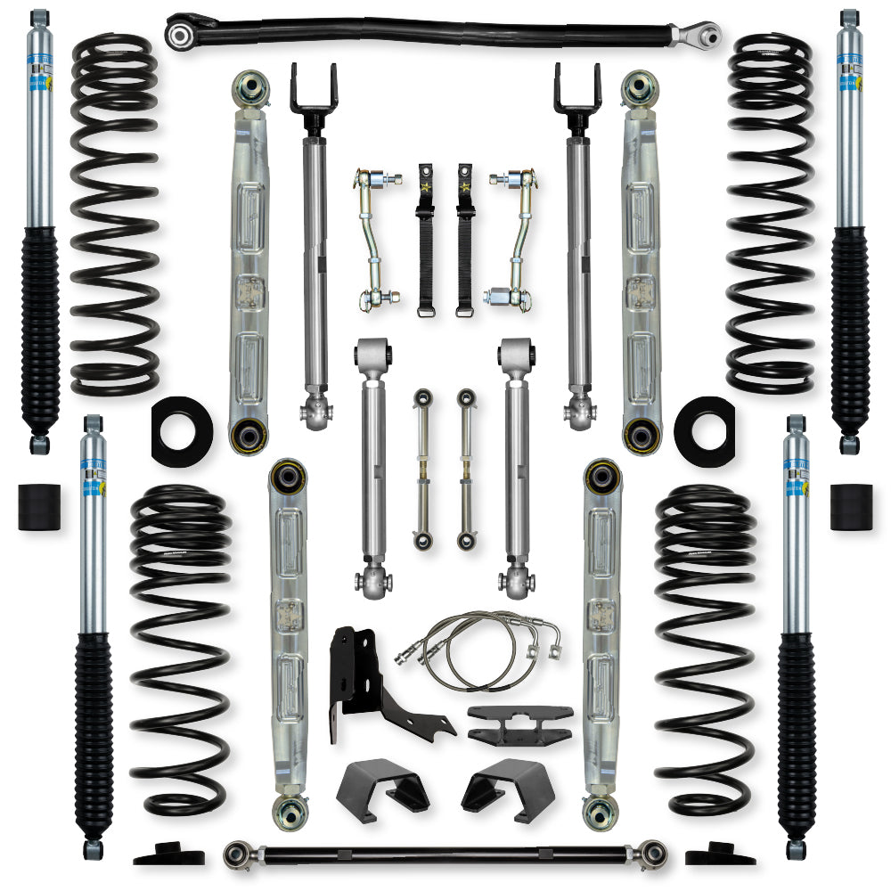 4.5 Inch X-Factor Pro Elite No Limits Mid-Arm Suspension System for Jeep Gladiator JT Gas Models With Bilstein Shocks Rock Krawler