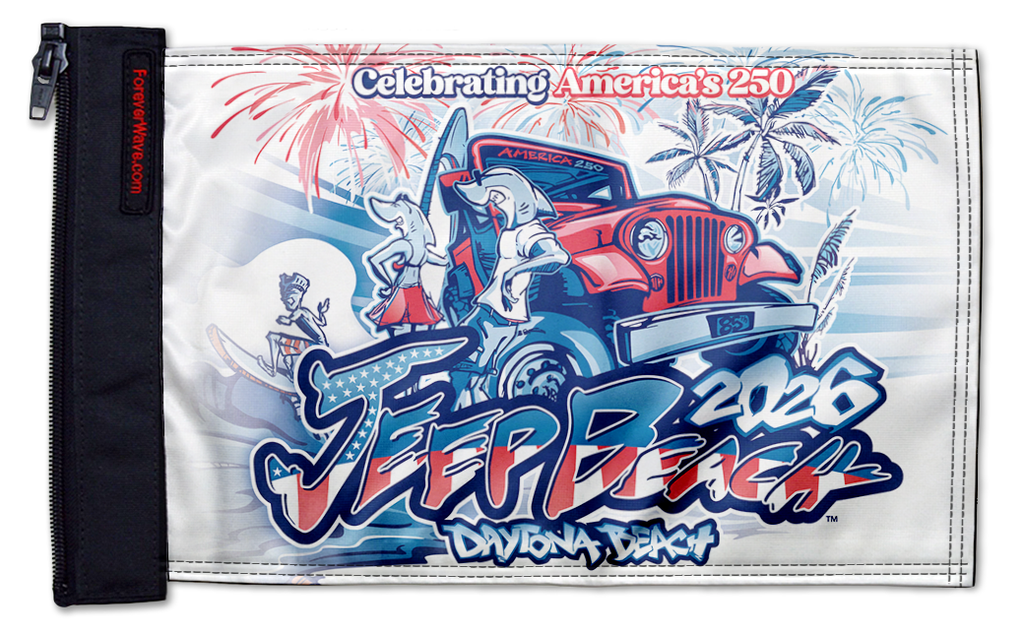 Jeep Beach 2026 12"x18" Forever Wave Flag