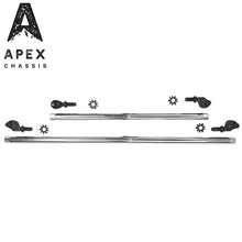 Load image into Gallery viewer, Apex Chassis Heavy Duty 1 Ton Tie Rod &amp; Drag Link Assembly in Polished Aluminum Fits: 07-18 Jeep Wrangler JK JKU Rubicon Sahara Sport.  Note this NO-FLIP kit fits vehicles with a lift of 3.5 inches or less