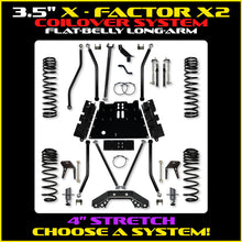 Load image into Gallery viewer, 3.5 Inch X-Factor X2 Flat-Belly 4 Inch Stretch Long-Arm Suspension System For Jeep Wrangler LJ With No Shocks Rock Krawler
