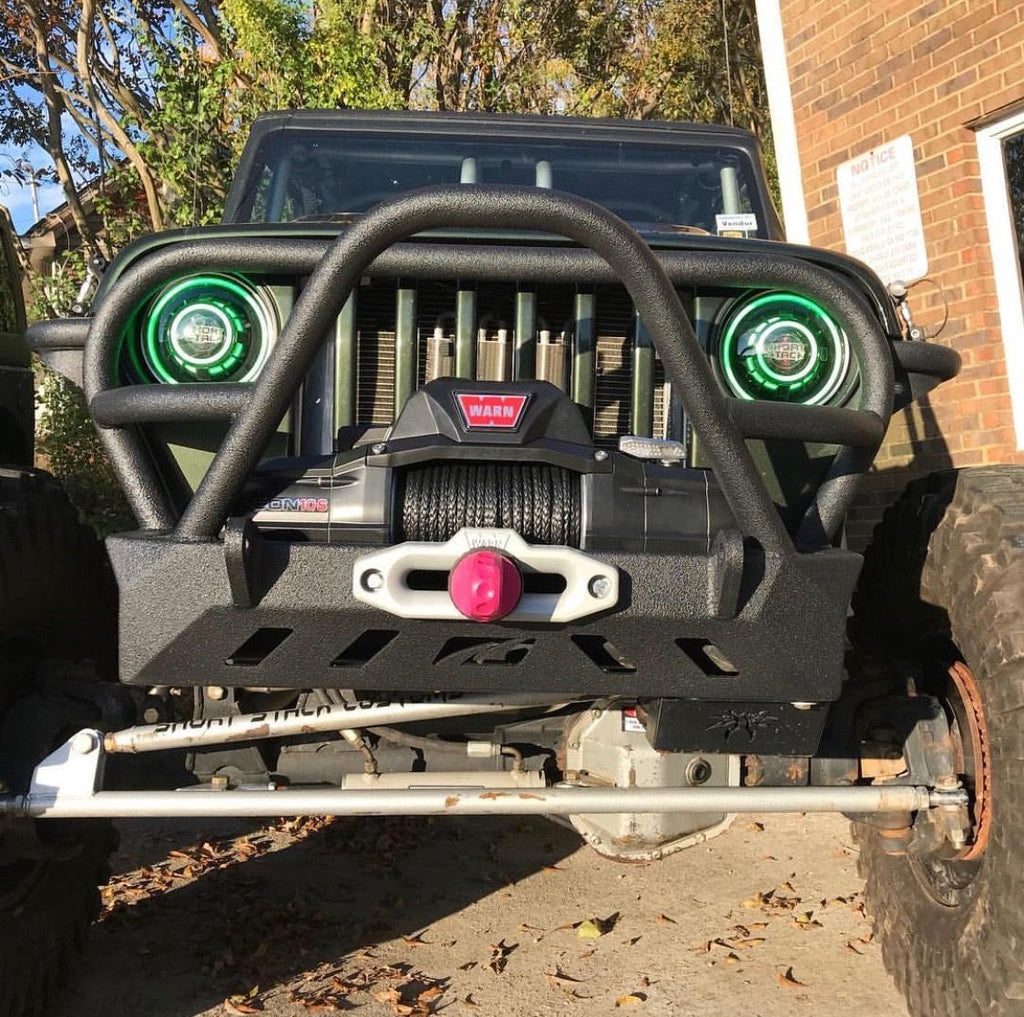 Jeep YJ TJ LJ Front Bumper W/Grill Hoop and Stinger Bare Steel Motobilt