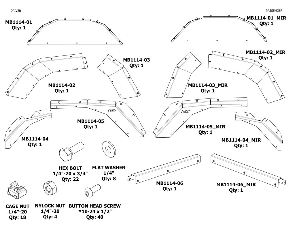 Rear Aluminum Inner Fenders for Jeep JT Gladiator Motobilt