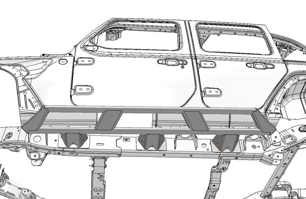 Frame Mounted Rocker Guards For 4 Door Jeep JL Bare Steel Motobilt
