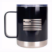 Load image into Gallery viewer, Jeep USA Grille Flag Black 10 Ounce Insulated Stainless Steel Travel Mug