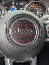 Load image into Gallery viewer, Printed Topographical Steering Wheel Jeep Overlay Vinyl Decal Set-Pair- fits Wrangler JL &amp; Jeep Gladiator JT