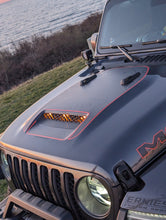 Load image into Gallery viewer, Topographical Mojave/392 Printed Blackout Hood Decal set- fits 2020 and newer Jeep Gladiator&amp; Wrangler