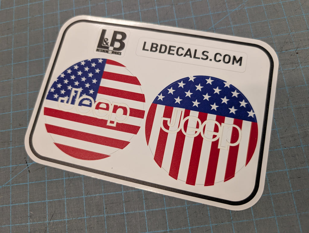 American Flag Steering Wheel Jeep Overlay Vinyl Decal Set- fits Wrangler JL & Jeep Gladiator JT