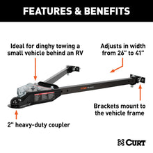 Load image into Gallery viewer, Curt Tow Bar with Adjustable-Width Arms Car Mount 2 Inch Ball 5000 lbs. Safety Cables and Coupler Lock Sold Separately) RockJock 4X4