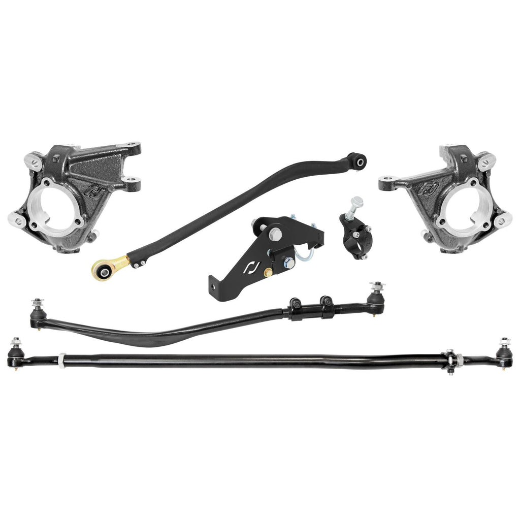 Currectlync Wrangler JK High Steer Kit For Stab. Shock And Jeep JL/JT Trac Bar Incl. Knuckles Drag Link Tie Rod Trac Bar Tb Reloc/Shock Mount Tr Clamp RockJock 4x4