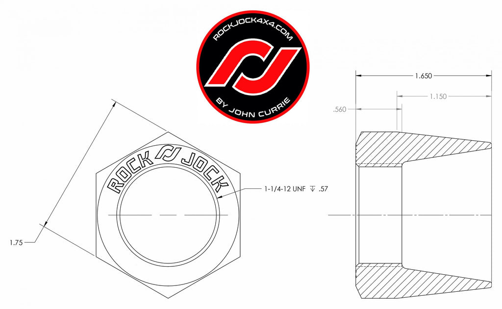 RockNut Kit (Nut and Bung) 1 1/4 Inch LH Thread RockJock 4X4