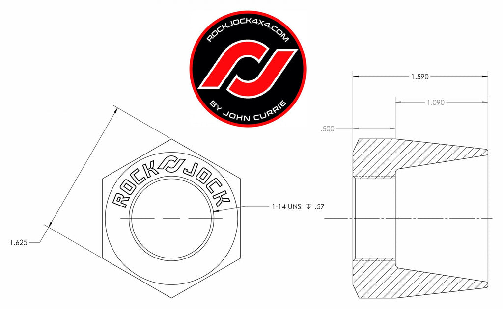 RockNut Kit (Nut and Bung) 1 Inch LH Thread RockJock 4X4