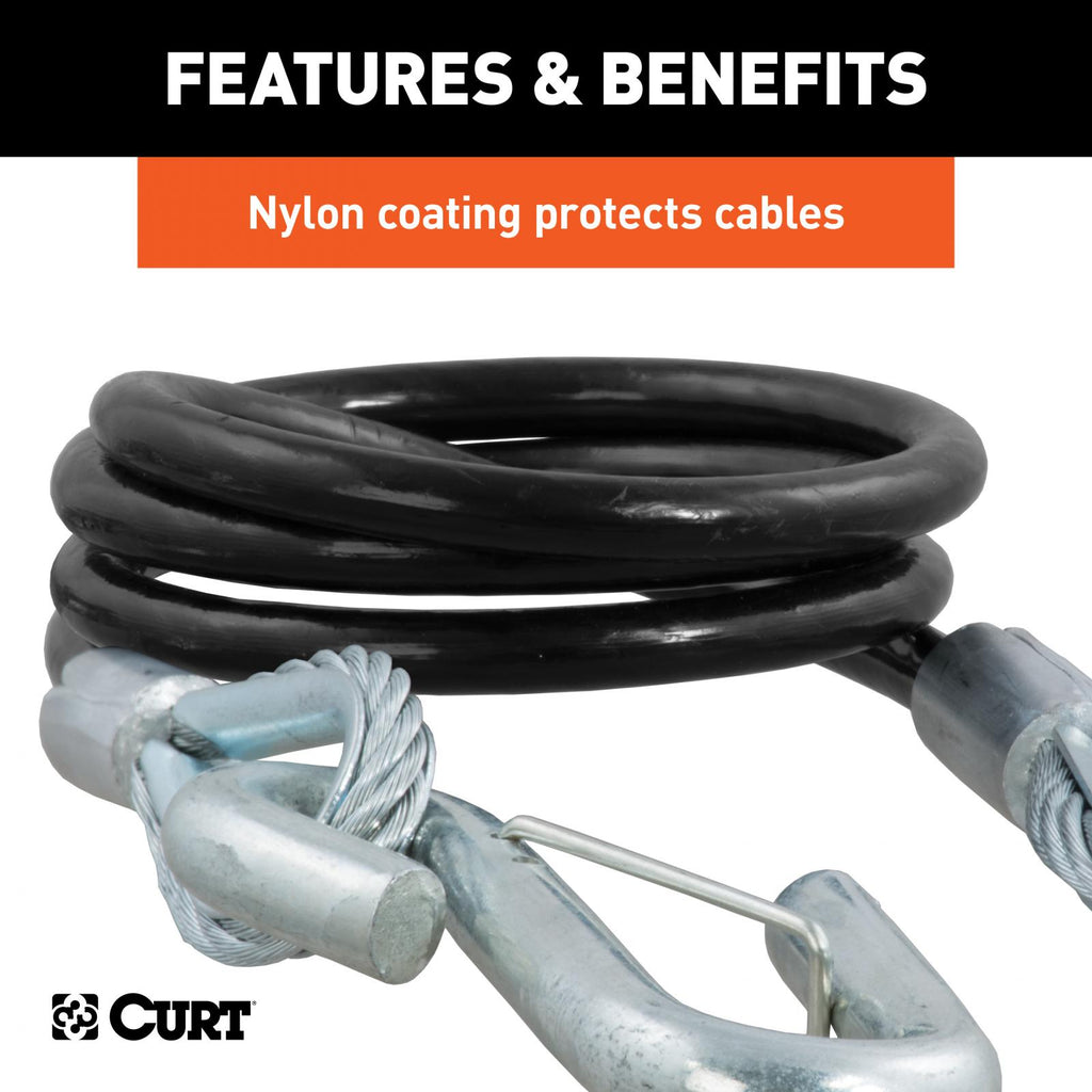 Curt Towing Safety Cable Kit (44 1/2 Inch Long w/ 2 Snap Hooks 5000 lbs. 2-Pack) RockJock 4X4