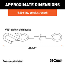 Load image into Gallery viewer, Curt Towing Safety Cable Kit (44 1/2 Inch Long w/ 2 Snap Hooks 5000 lbs. 2-Pack) RockJock 4X4