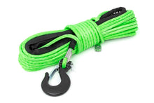 Load image into Gallery viewer, 1/4 Inch Synthetic Rope 85 Feet Rated Up to 16,000 Lbs 3/8 Inch Includes Clevis Hook and Protective Sleeve UTV, ATV Green Rough Country