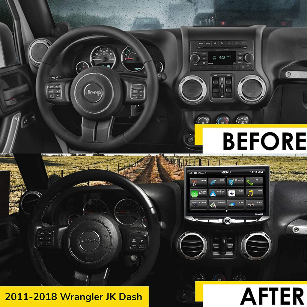 Autoradio Android 10" Double DIN Pour Jeep Wrangler JK 2010-2018 - CarPlay/Android Auto, GPS, Caméra Recul, 4G