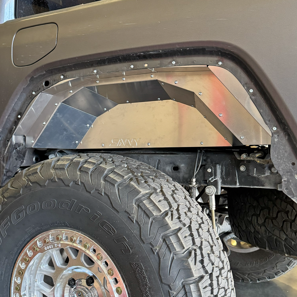 2020–2026 JEEP JT GLADIATOR HIGH CLEARANCE ALUMINUM FRONT & REAR INNER FENDER KIT (FRONT SOLID & VENTED PANELS INCLUDED) SAVVY OFFROAD
