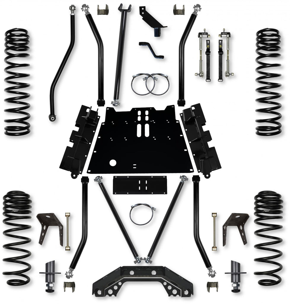 3.5 Inch X-Factor X2 Flat-Belly 5 Inch Stretch Long-Arm Suspension System For Jeep Wrangler TJ With No Shocks Rock Krawler