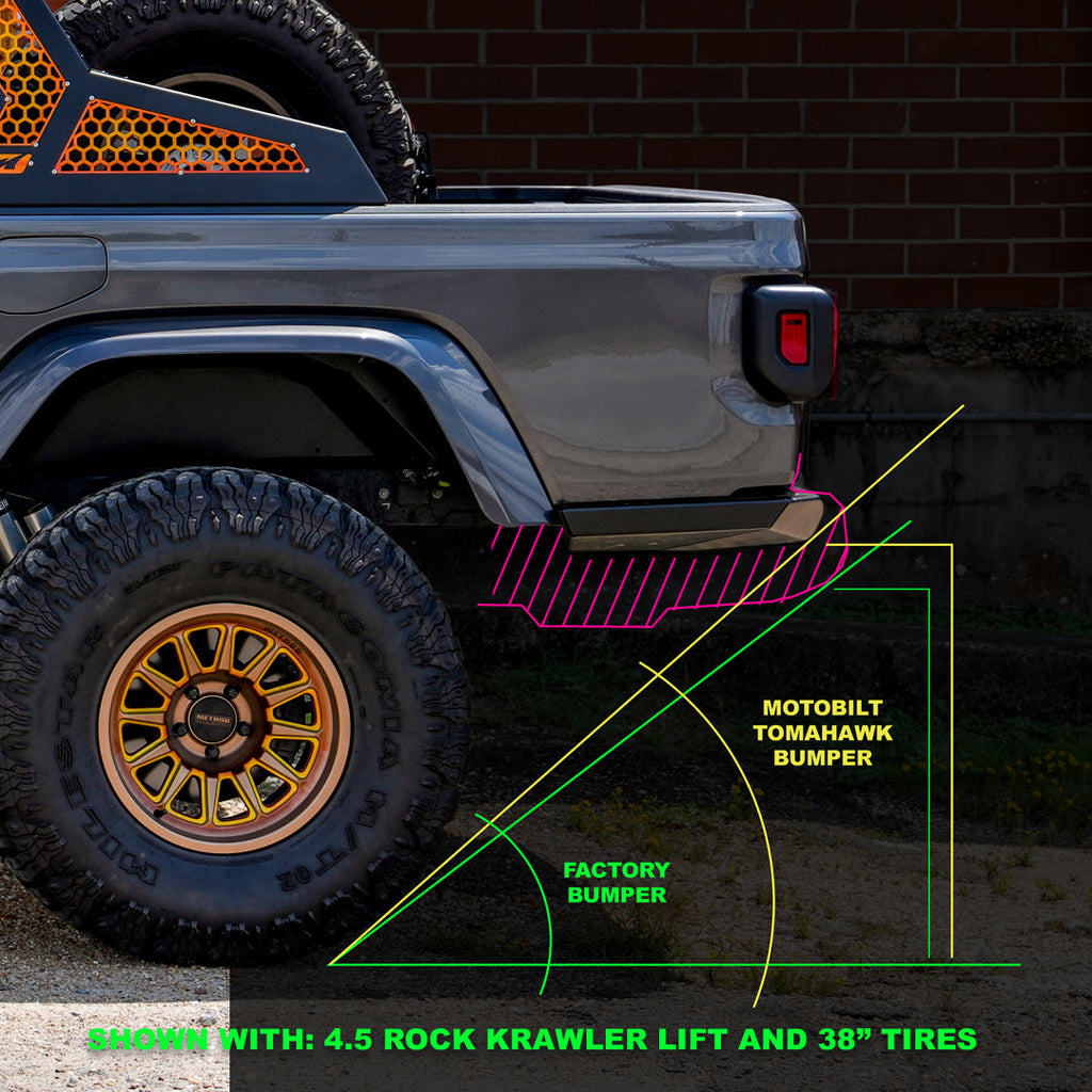 Tomahawk High Clearance Rear Bumper for Jeep JT Motobilt - MB1262 - Motobilt