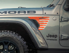Load image into Gallery viewer, Distressed Large USA American flag Jeep Wrangler &amp; Gladiator JL Fender Vent Flag Decal-Pair