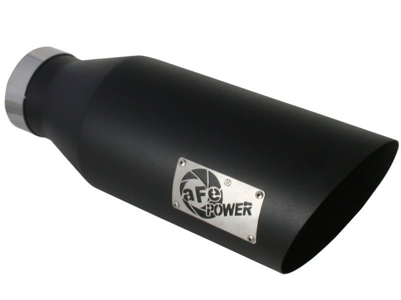 aFe Catback aFe MACHForce XP Exhausts Tips SS-304 EXH Tip 4In x 7Out x 18L Bolt-On (blk)