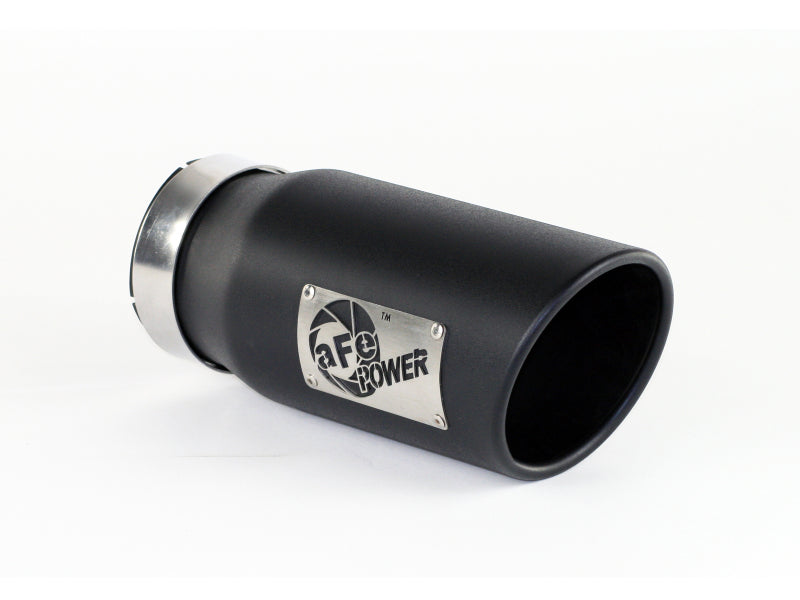 aFe Catback aFe Power Diesel Exhaust Tip Black- 4 in In x 5 out X 12 in Long Bolt On (Right)
