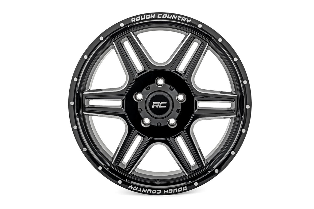 Rough Country 92 Series Wheel | Machined One-Piece | Gloss Black | 18x9 | 5x5 | +0mm