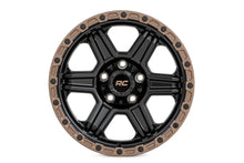 Load image into Gallery viewer, Rough Country 79 Series Wheel | One-Piece | Semi Gloss Black w/Bronze Ring | 18x9 | 6x5.5 |+18mm