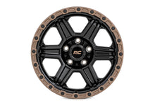 Load image into Gallery viewer, Rough Country 79 Series Wheel | One-Piece | Semi Gloss Black w/Bronze Ring | 18x9 | 5x5 | 0mm
