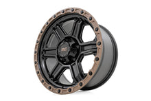 Load image into Gallery viewer, Rough Country 79 Series Wheel | One-Piece | Semi Gloss Black w/Bronze Ring | 18x9 | 6x5.5 |+18mm