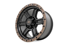 Load image into Gallery viewer, Rough Country 79 Series Wheel | One-Piece | Semi Gloss Black w/Bronze Ring | 18x9 | 5x5 | 0mm