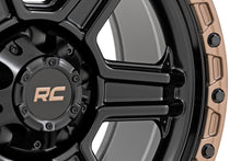 Load image into Gallery viewer, Rough Country 79 Series Wheel | One-Piece | Semi Gloss Black w/Bronze Ring | 18x9 | 5x5 | 0mm