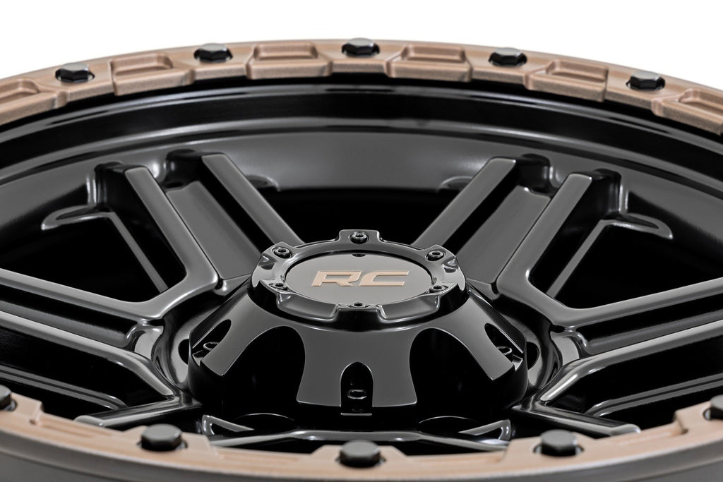 Rough Country 79 Series Wheel | One-Piece | Semi Gloss Black w/Bronze Ring | 18x9 | 6x5.5 |+18mm