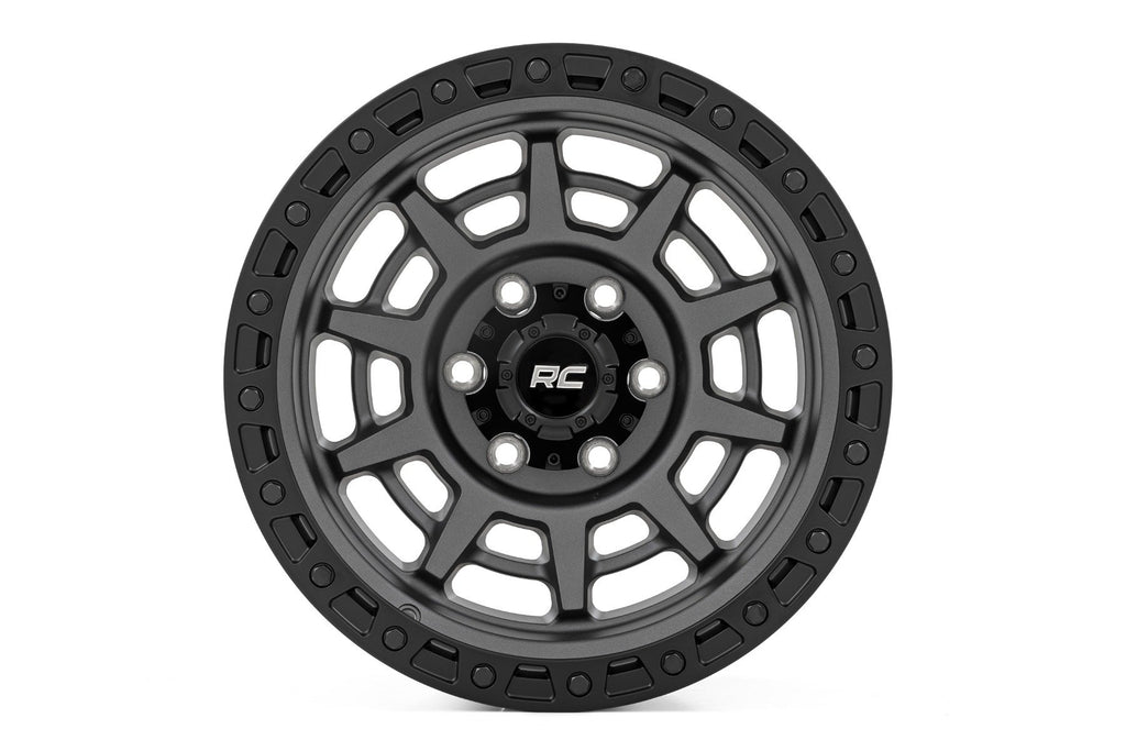 Rough Country 85 Series Wheel | Simulated Beadlock | Gunmetal Gray/Black | 17x9 | 6x5.5 | -18mm