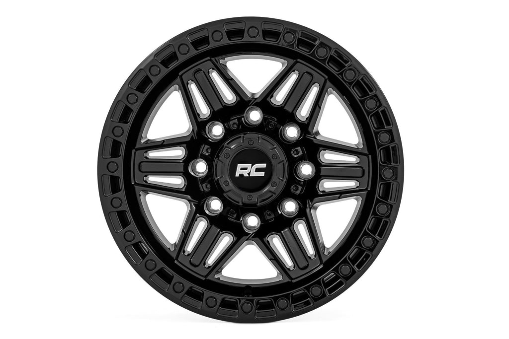 Rough Country 76 Series Wheel | Simulated Beadlock | Gloss Black | 17x9 | 6x5.5 | -12mm