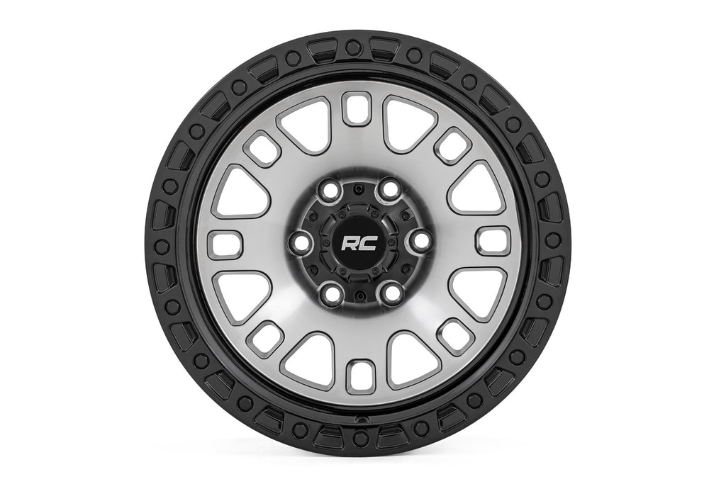 Rough Country 82 Series Wheel | One-Piece | Machined Semi Gloss Black | 15x8 | 5x4.5 | -19mm