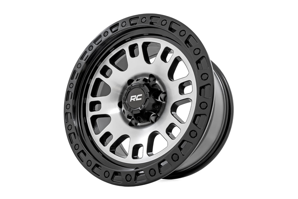 Rough Country 82 Series Wheel | One-Piece | Machined Semi Gloss Black | 15x8 | 5x4.5 | -19mm
