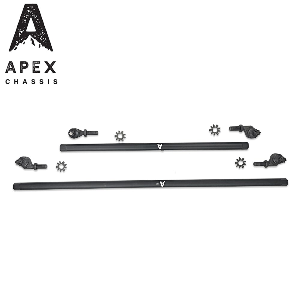 Apex Chassis Power Steering Kits Apex Chassis Heavy Duty 1 Ton Tie Rod & Drag Link Assembly in Black Aluminum Fits: 07-18 Jeep Wrangler JK JKU Rubicon Sahara Sport. Note this NO-FLIP kit fits vehicles with a lift of 3.5 inches or less - Apex Chassis - KIT150-NoFlip