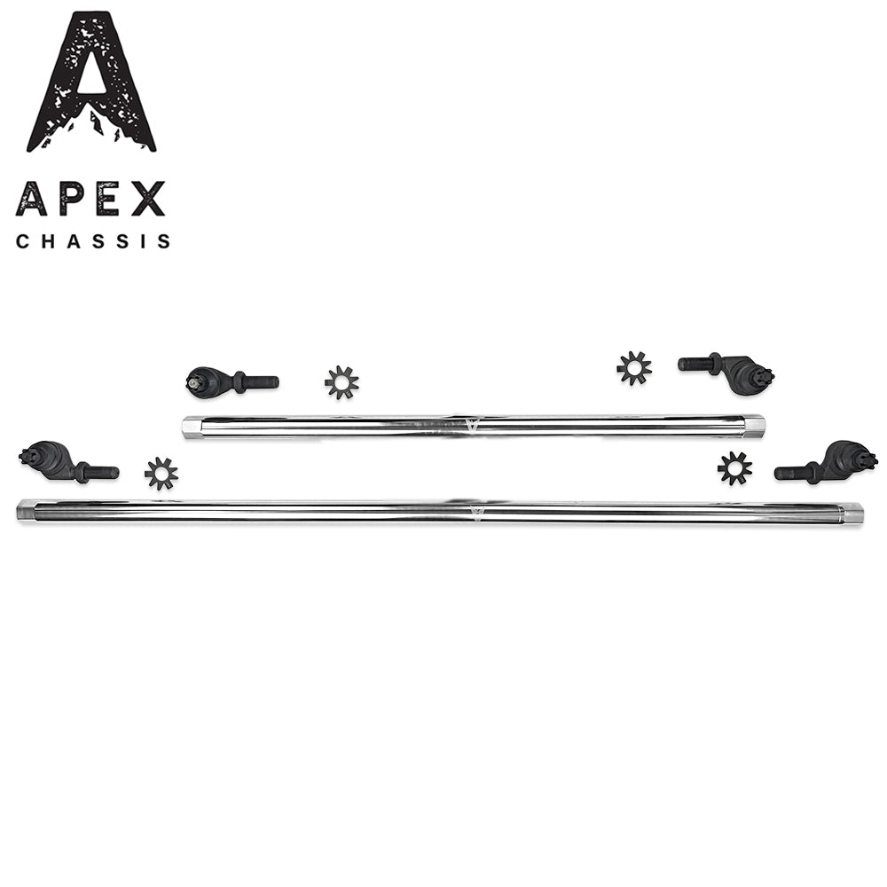 Apex Chassis Power Steering Kits Apex Chassis Heavy Duty 1 Ton Tie Rod & Drag Link Assembly in Polished Aluminum Fits: 07-18 Jeep Wrangler JK JKU Rubicon Sahara Sport.  Note this NO-FLIP kit fits vehicles with a lift of 3.5 inches or less - Apex Chassis - KIT155-NoFlip