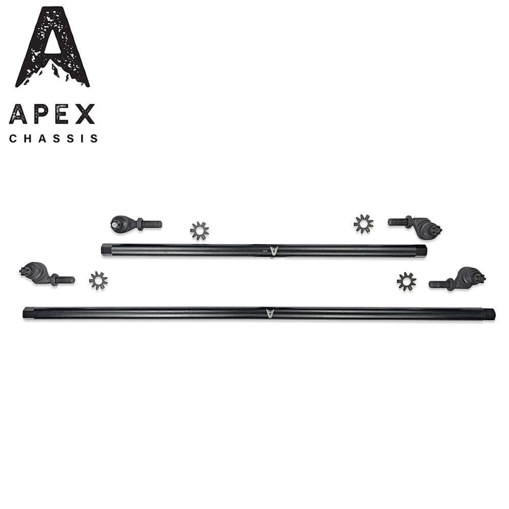 Apex Chassis Power Steering Kits Apex Chassis Heavy Duty 1 Ton Tie Rod & Drag Link Assembly in Steel Fits: 07-18 Jeep Wrangler JK JKU Rubicon Sahara Sport. Note this NO-FLIP kit fits vehicles with a lift of 3.5 inches or less - Apex Chassis - KIT145-NoFlip