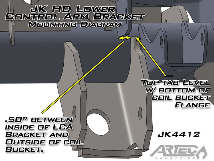 Artec Industries Axle Brackets Jeep JK Front Axle LCA Brackets 07-18 Wrangler JK Pair Artec Industries - Artec Industries - JK4412