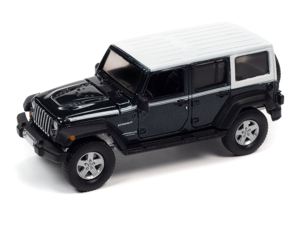 AutoWorld Diecast Model Auto World 2017 Jeep Wrangler Chief Edition (Rhino Body Color w/White Roof & White Side Stripe) 1:64 Diecast