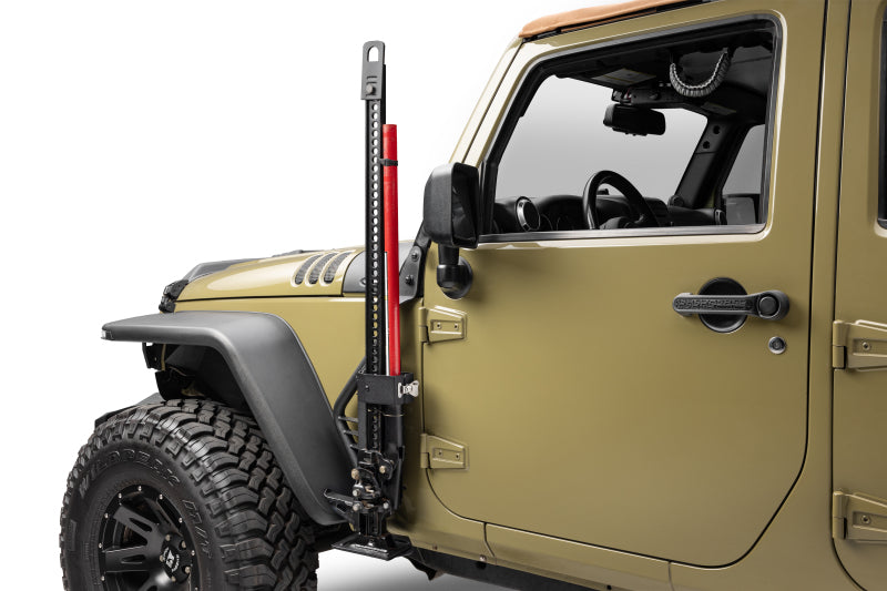 Go Rhino 07-18 Jeep Wrangler JK/JKU Front Fender Jack Mount for Hi-Lift Jack - Tex. Blk